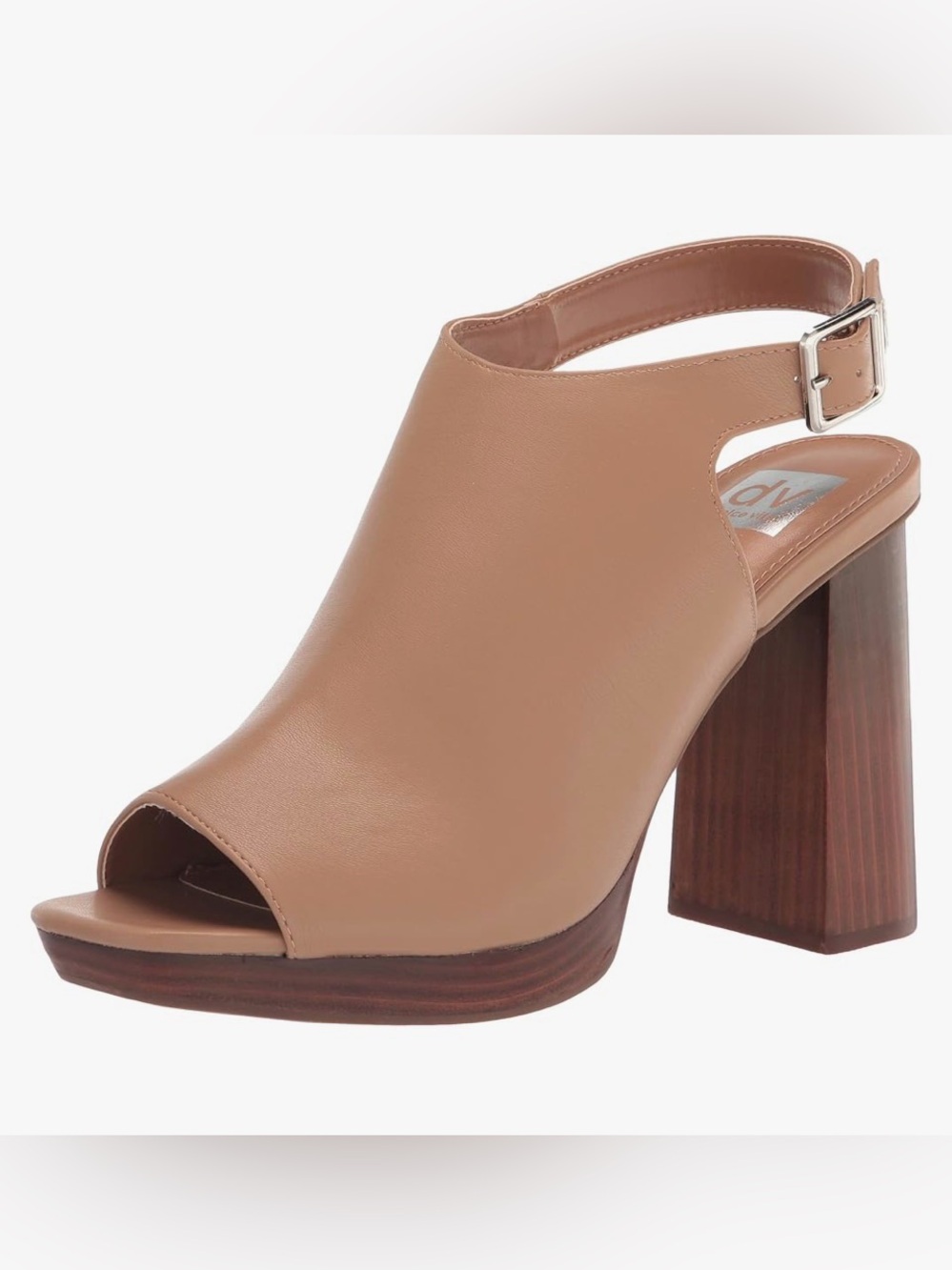 DV by Dolce Vita Tan Open-Toe Block Pepper Heel Slingback Sandal Chunky SZ 8